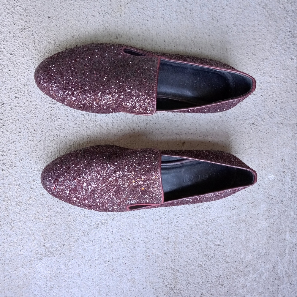 M. Gemi The Parma Loafer Burgundy Glitter Smoking Slipper - Picture 2 of 8